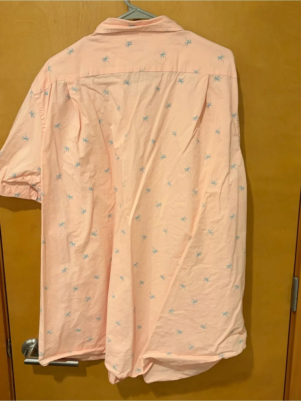 Sonoma Peach Short-Sleeve Button-Down Shirt with Teal Palm Print 2XB mens